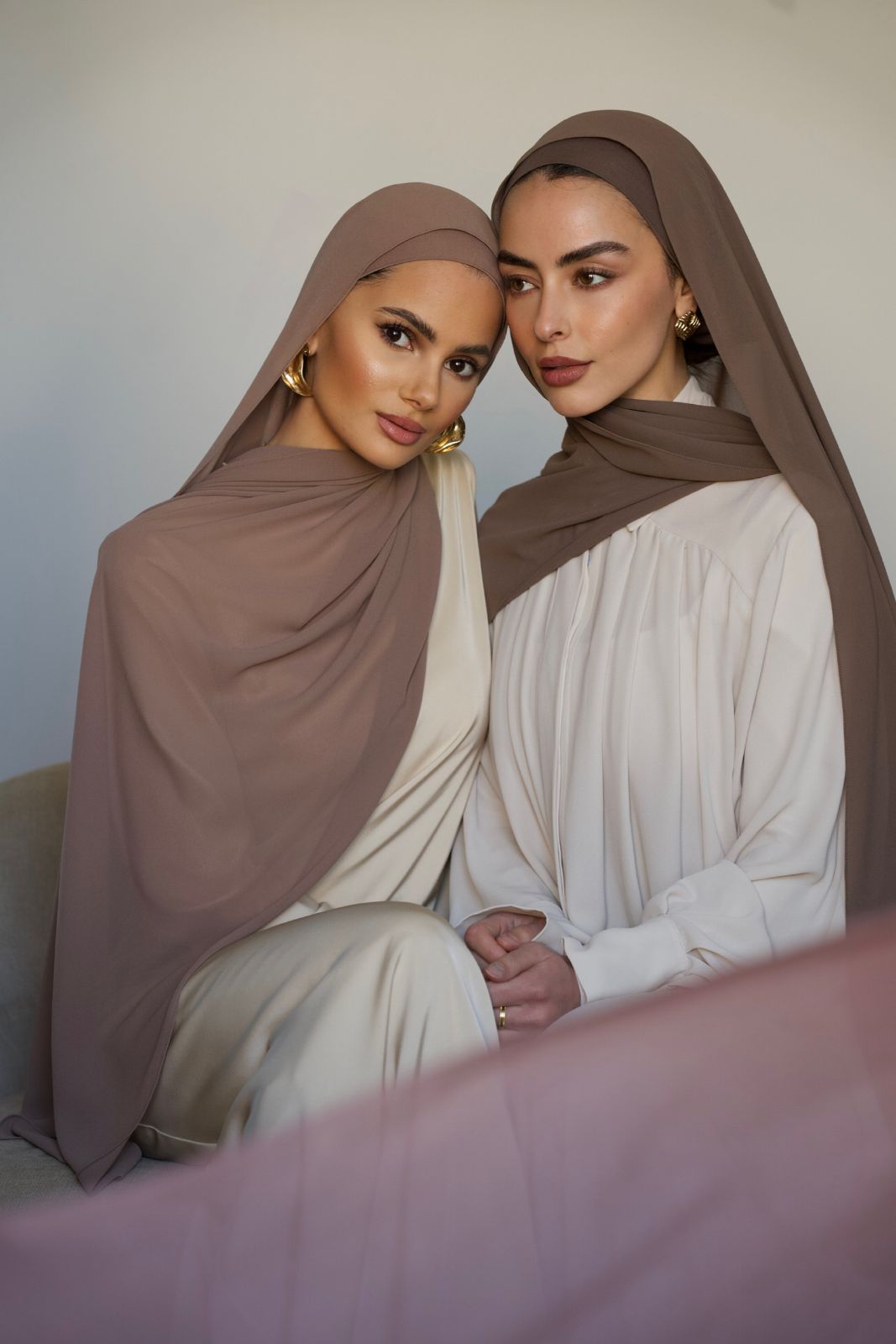 Premium Chiffon Hijab with Bone "toffee"