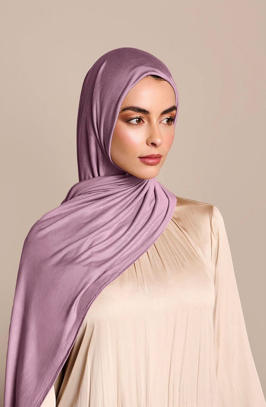 Instant Premium Jersey Hijab Orchid right left