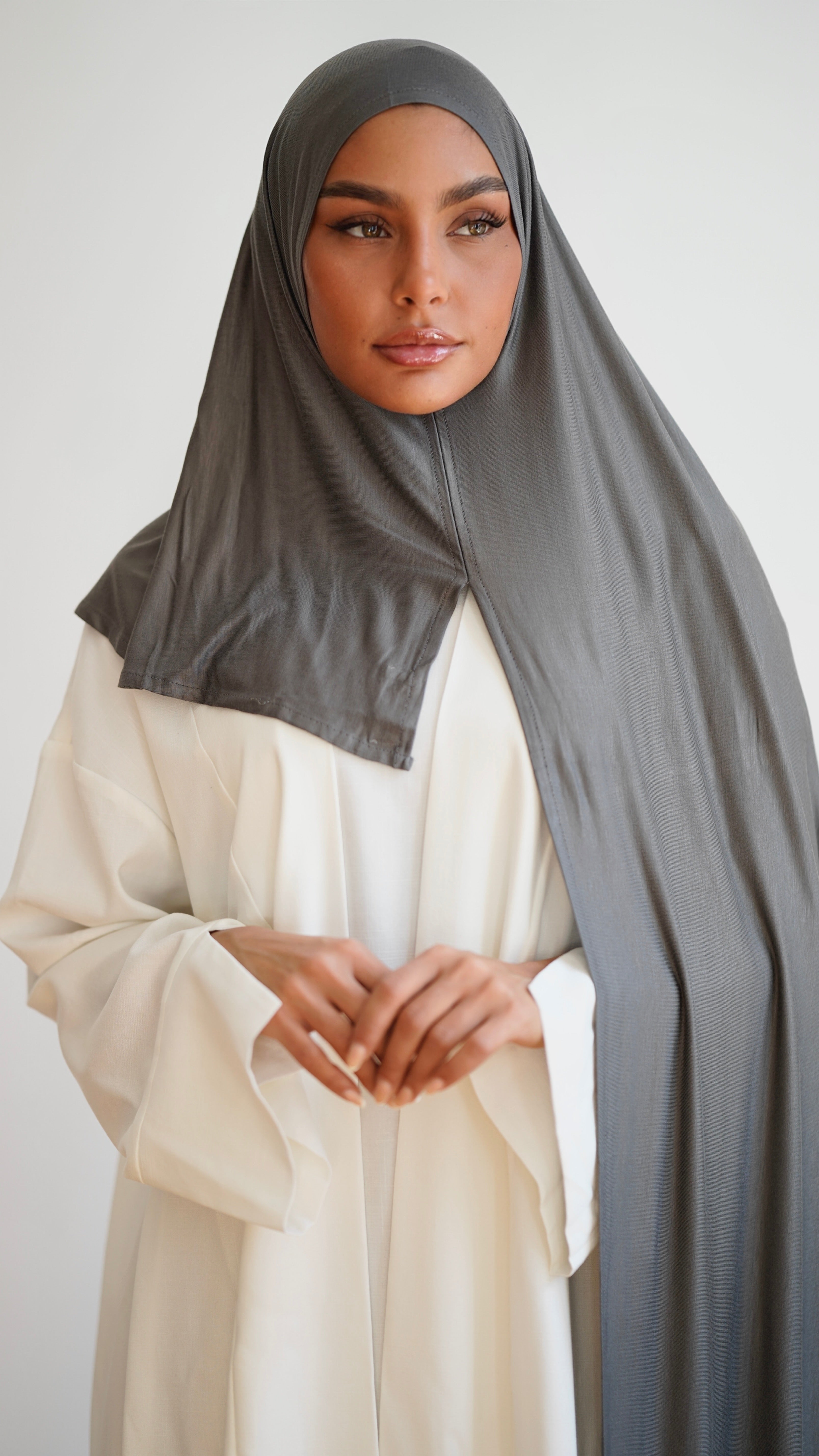 Instant Premium Jersey Hijab Dark grey