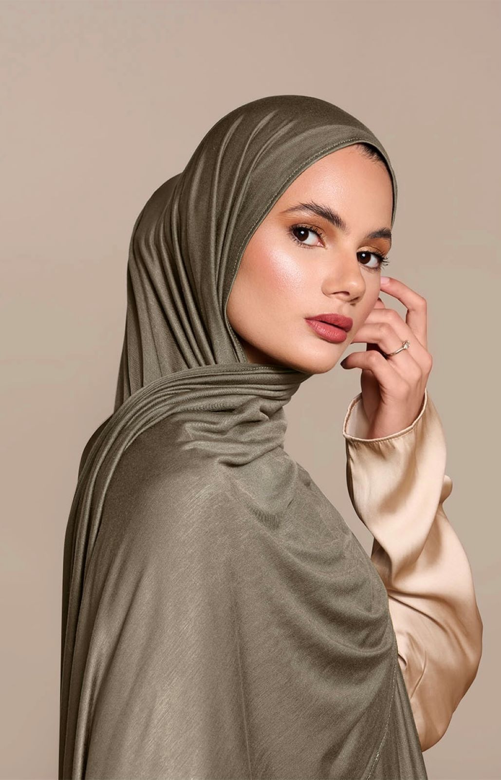 Instant Premium Jersey Hijab Khaki