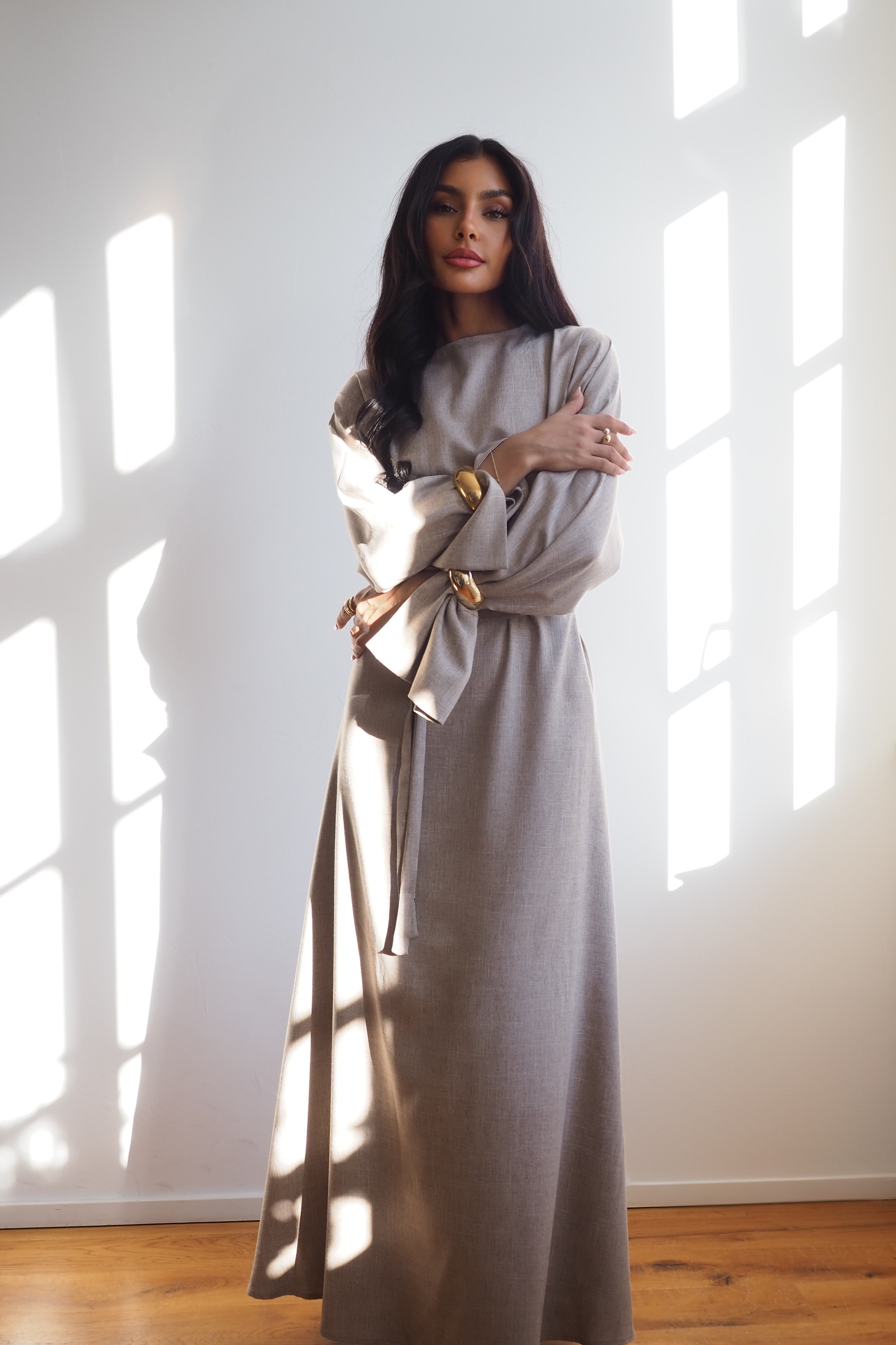 Abaya Maxidress Leinenoptik "Earth"