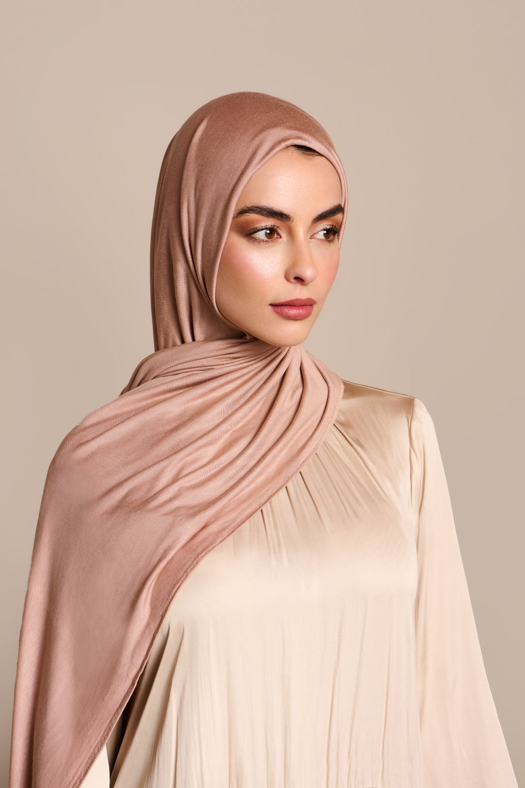 Instant Premium Jersey Hijab Soft Rose left