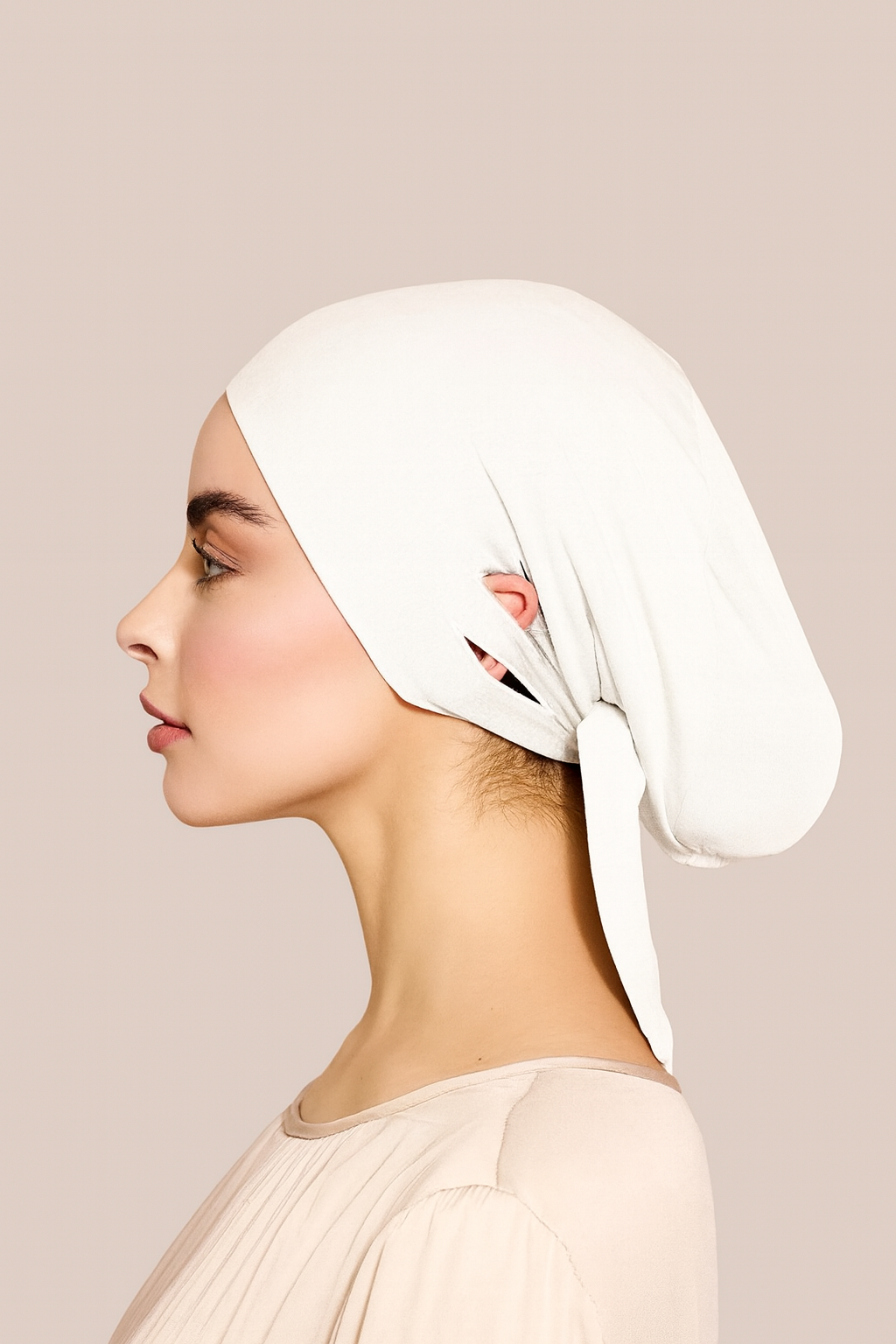 Unterkopftuch Hijab Slit Bone Snow White