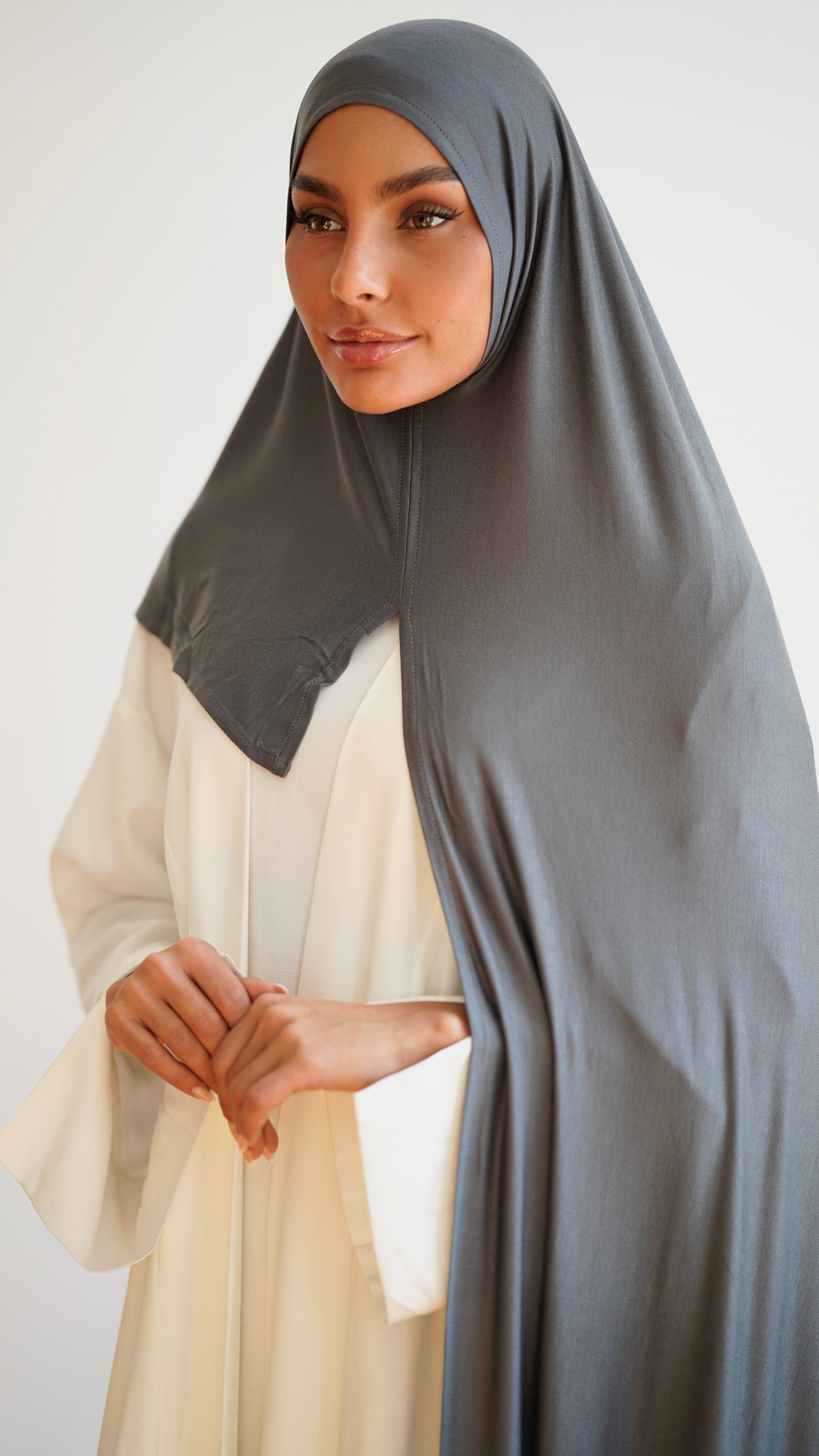 Instant Premium Jersey Hijab Concrete Grey