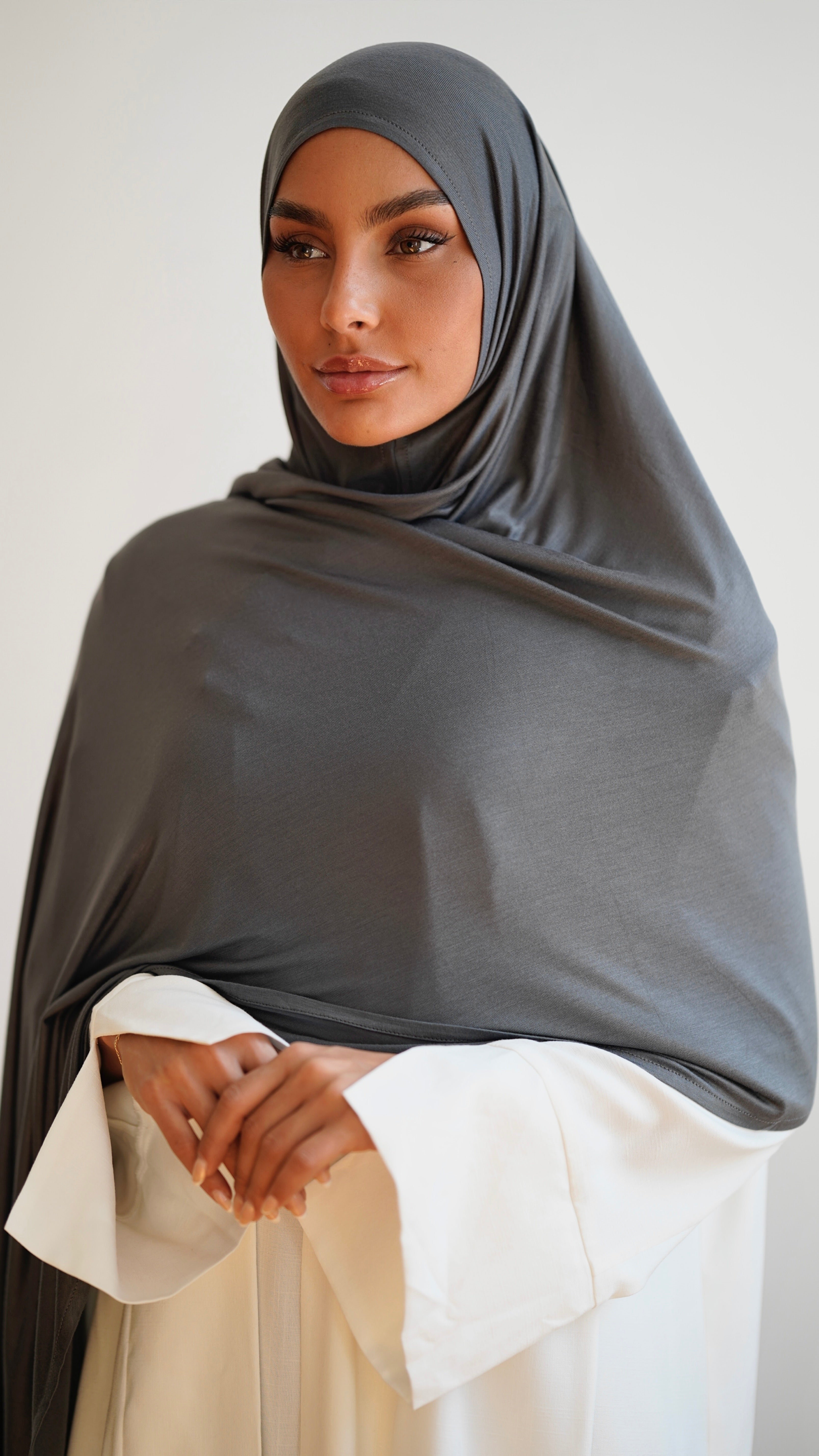 Instant Premium Jersey Hijab Concrete Grey