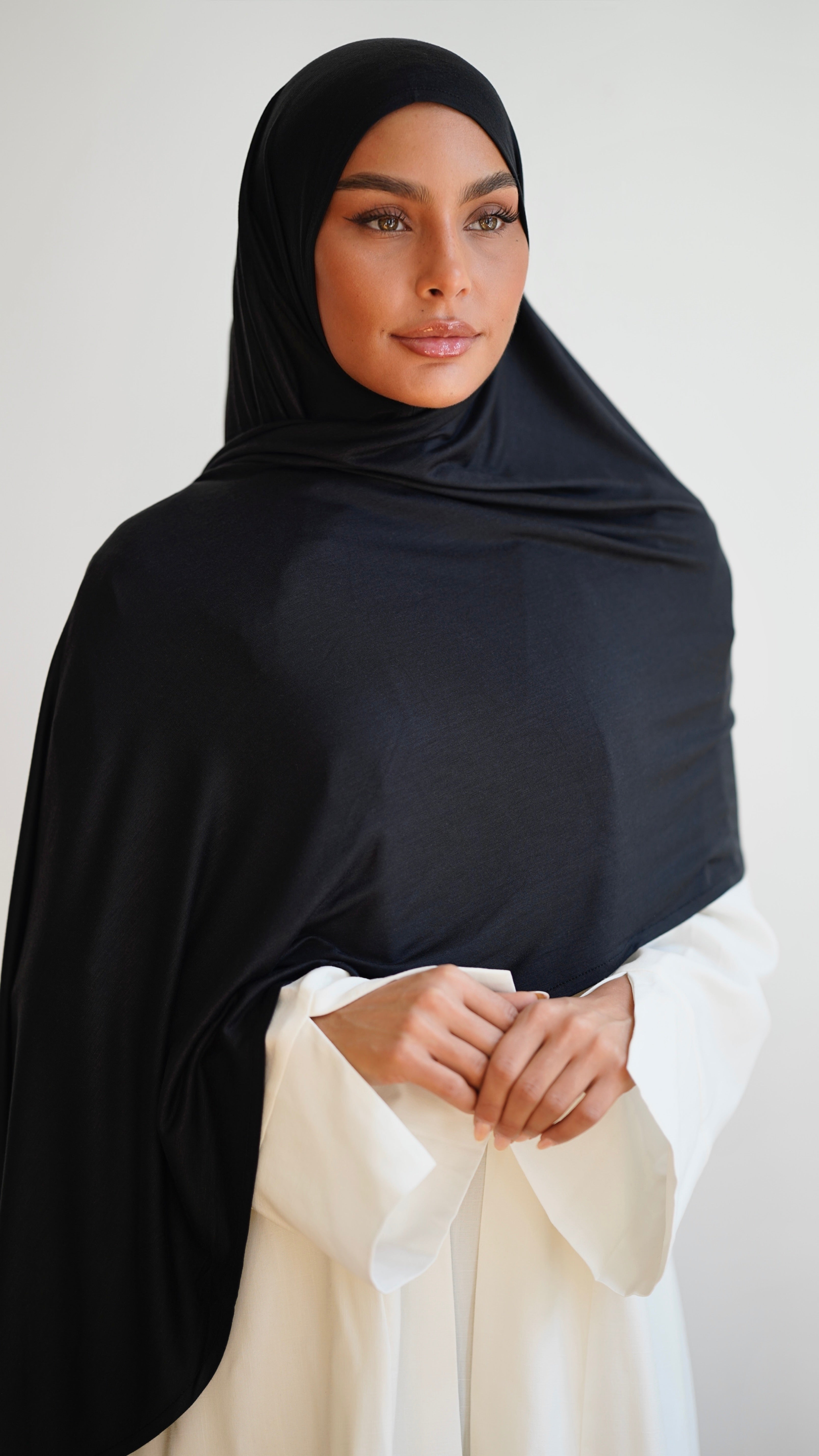 Instant Premium Jersey Hijab Black