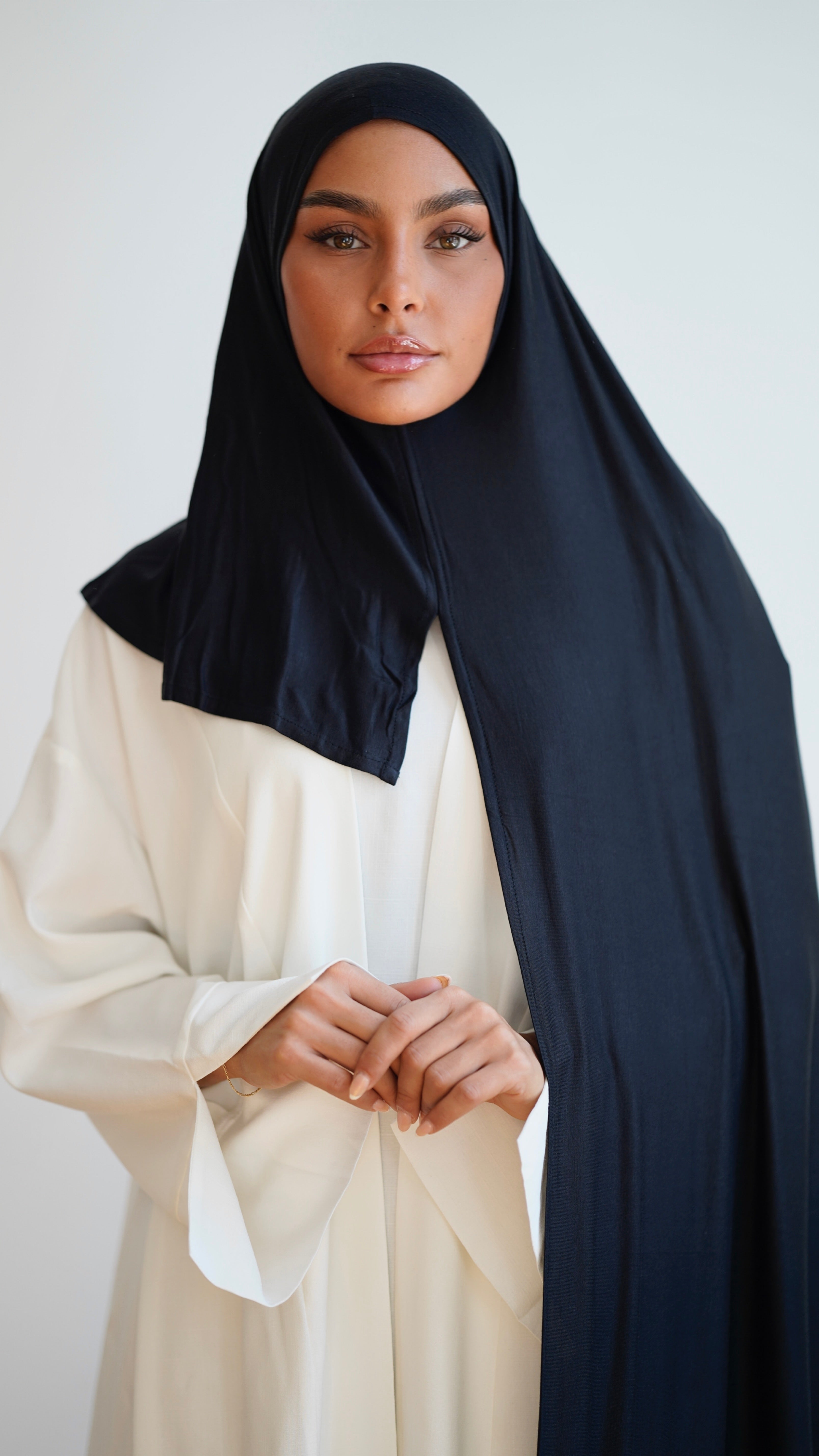 Instant Premium Jersey Hijab Black