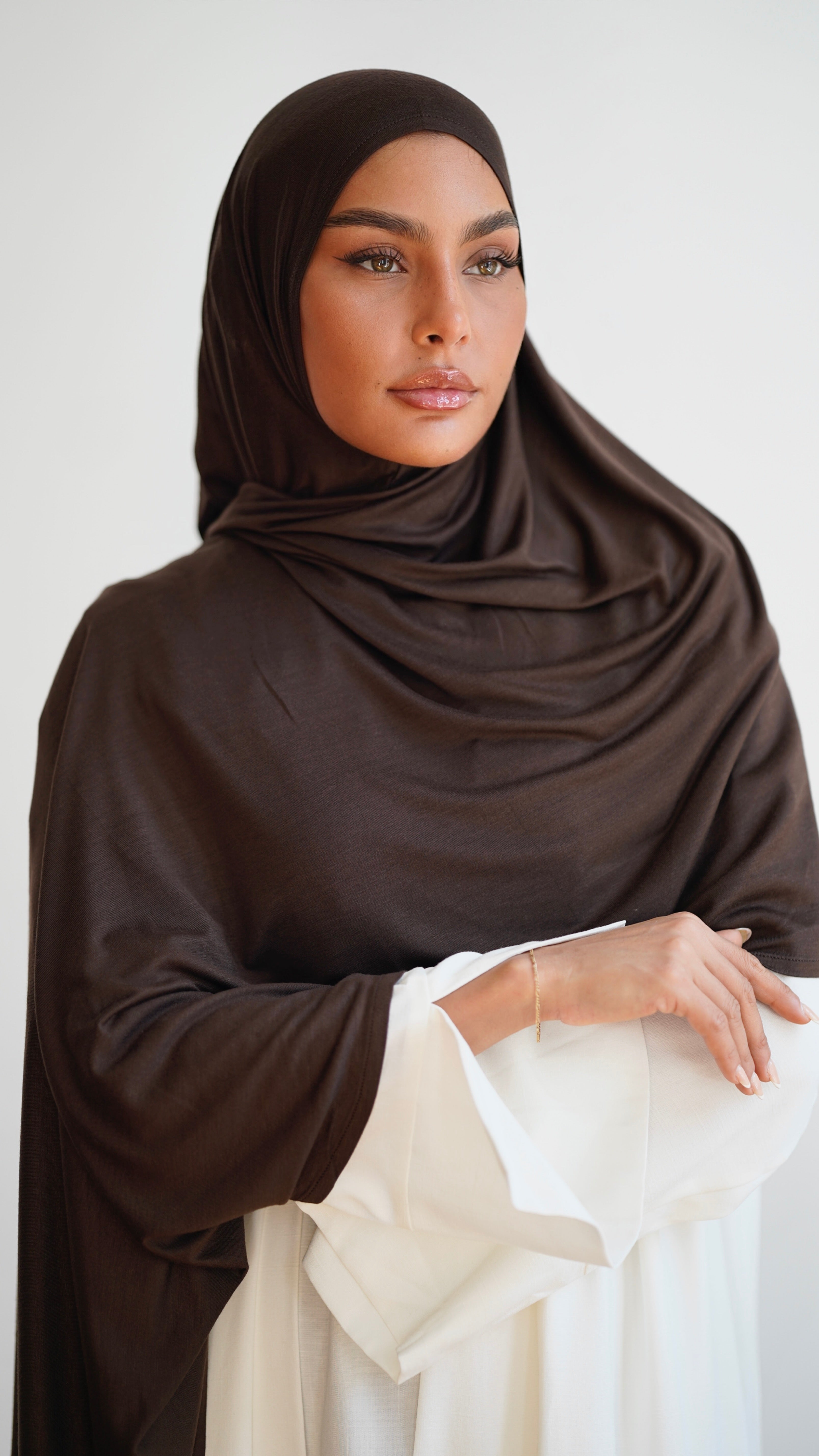 Instant Premium Jersey Hijab Brown