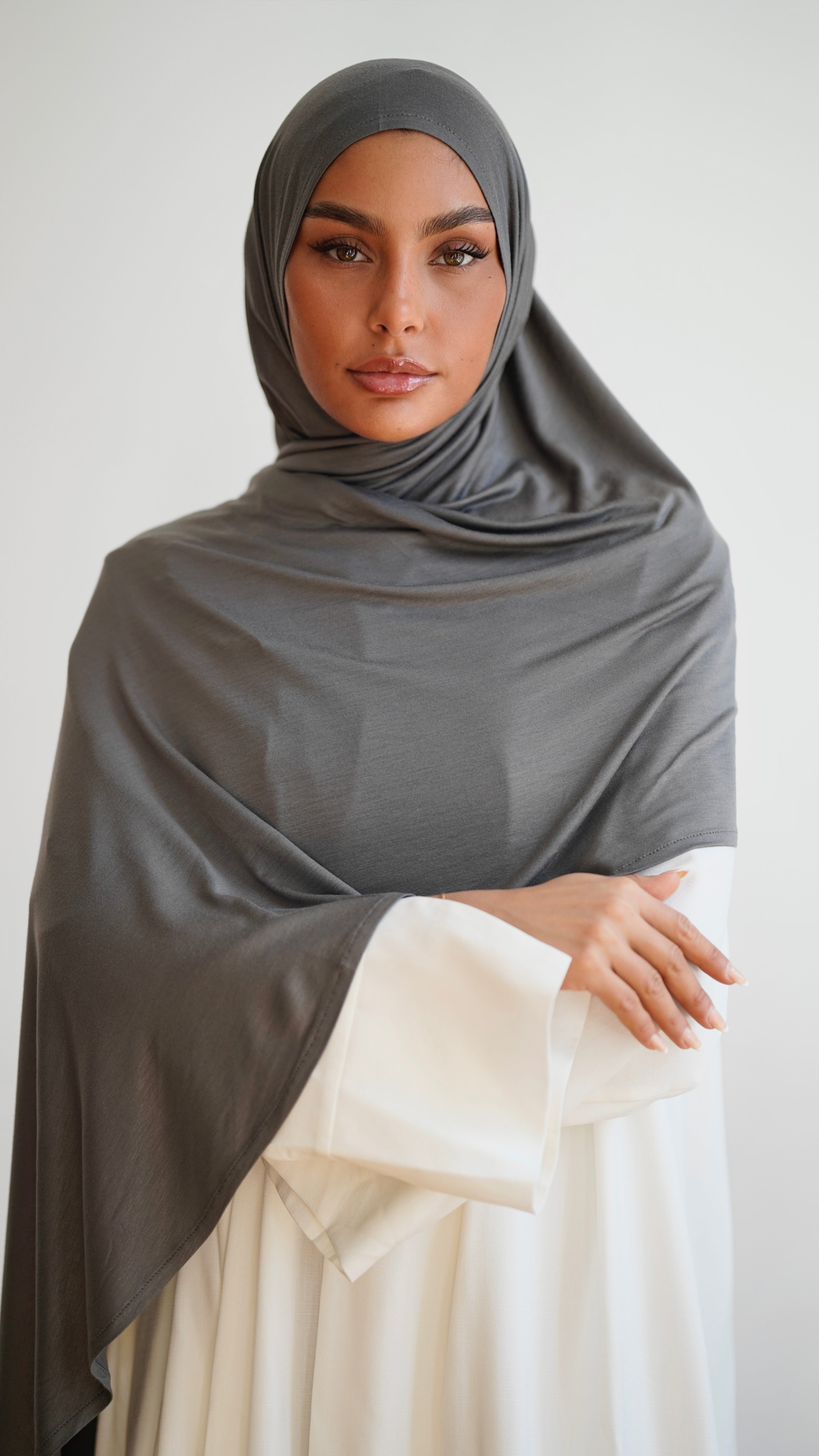 Instant Premium Jersey Hijab Concrete Grey
