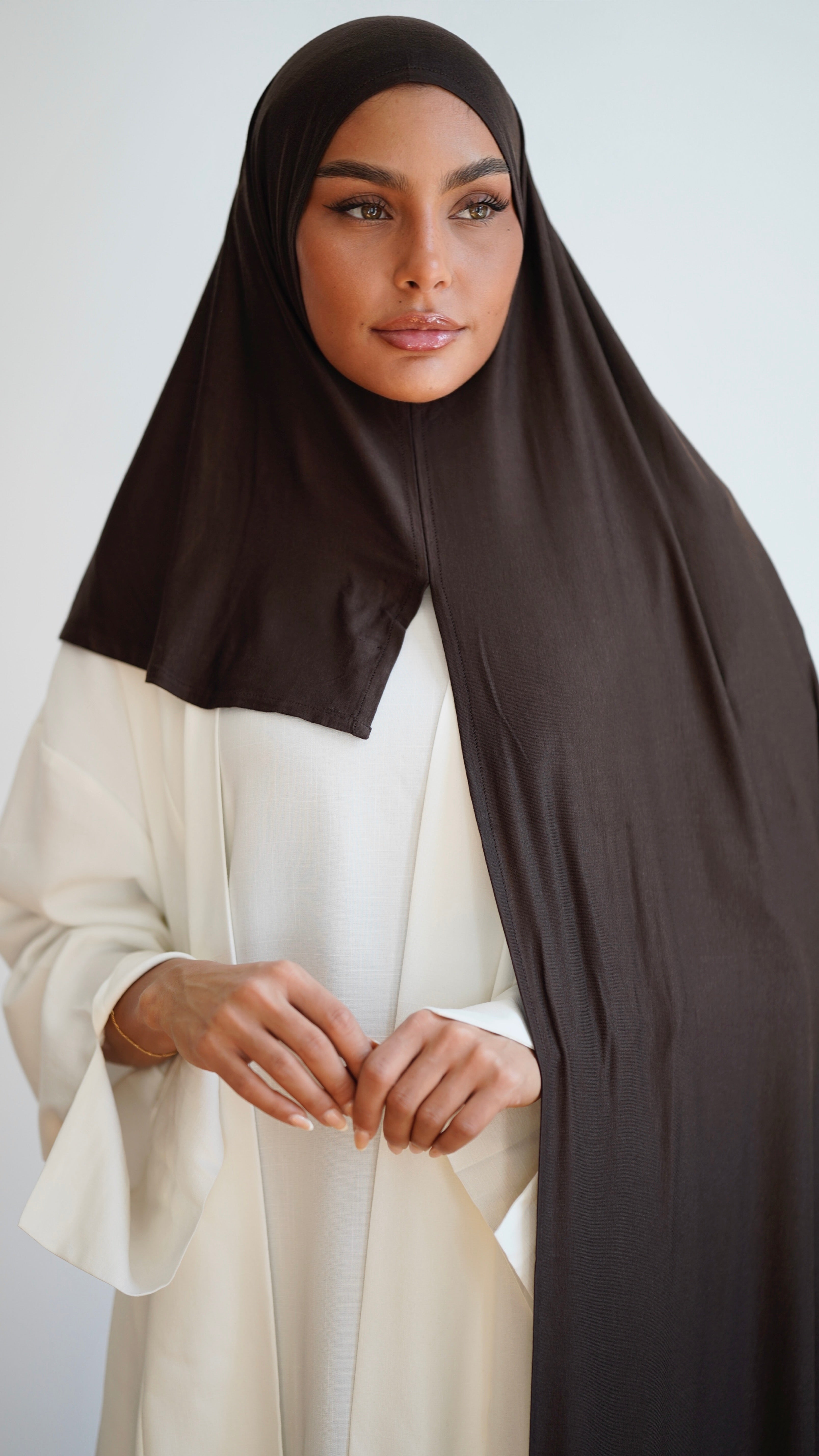 Instant Premium Jersey Hijab Brown