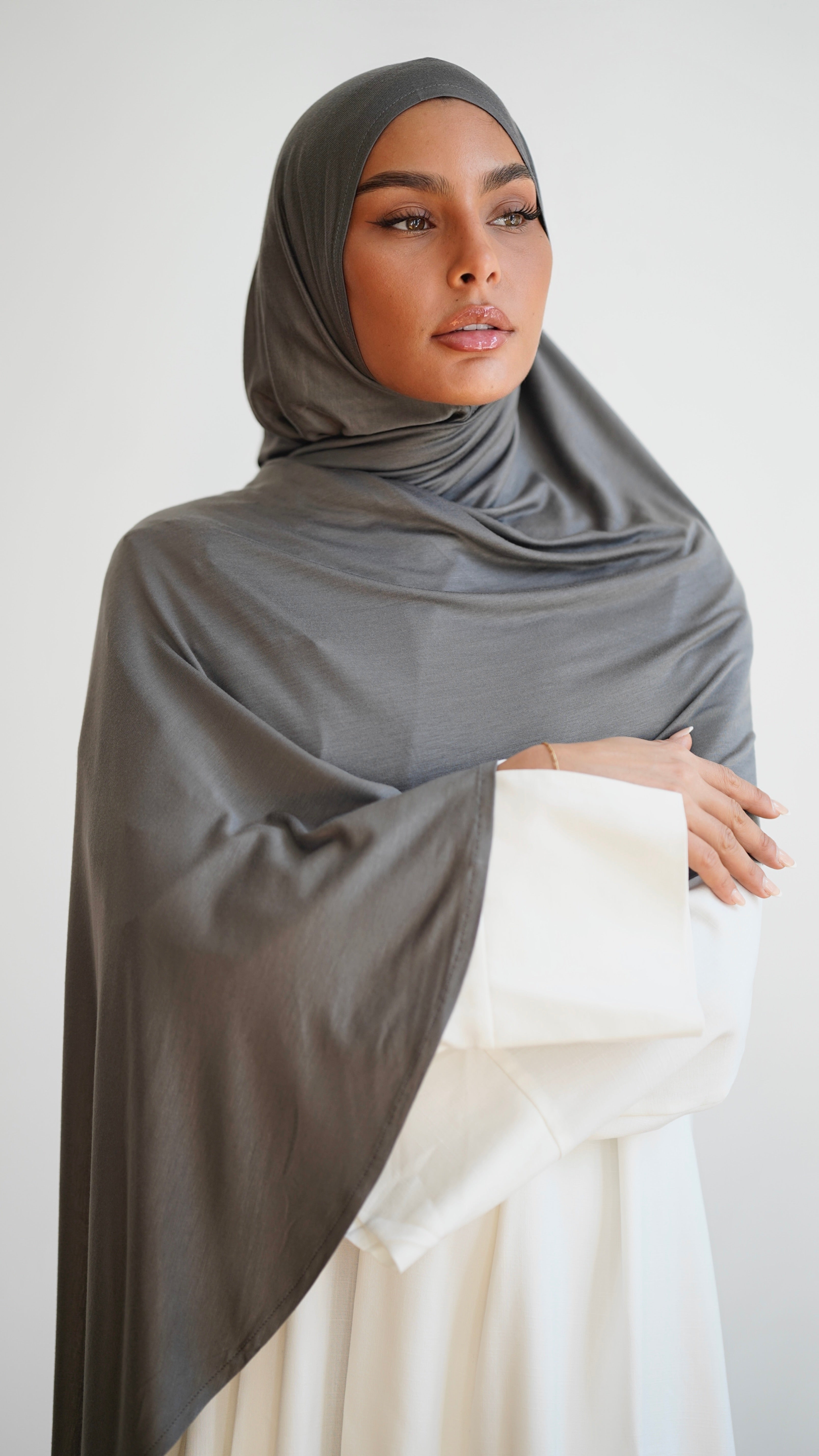 Instant Premium Jersey Hijab Dark grey