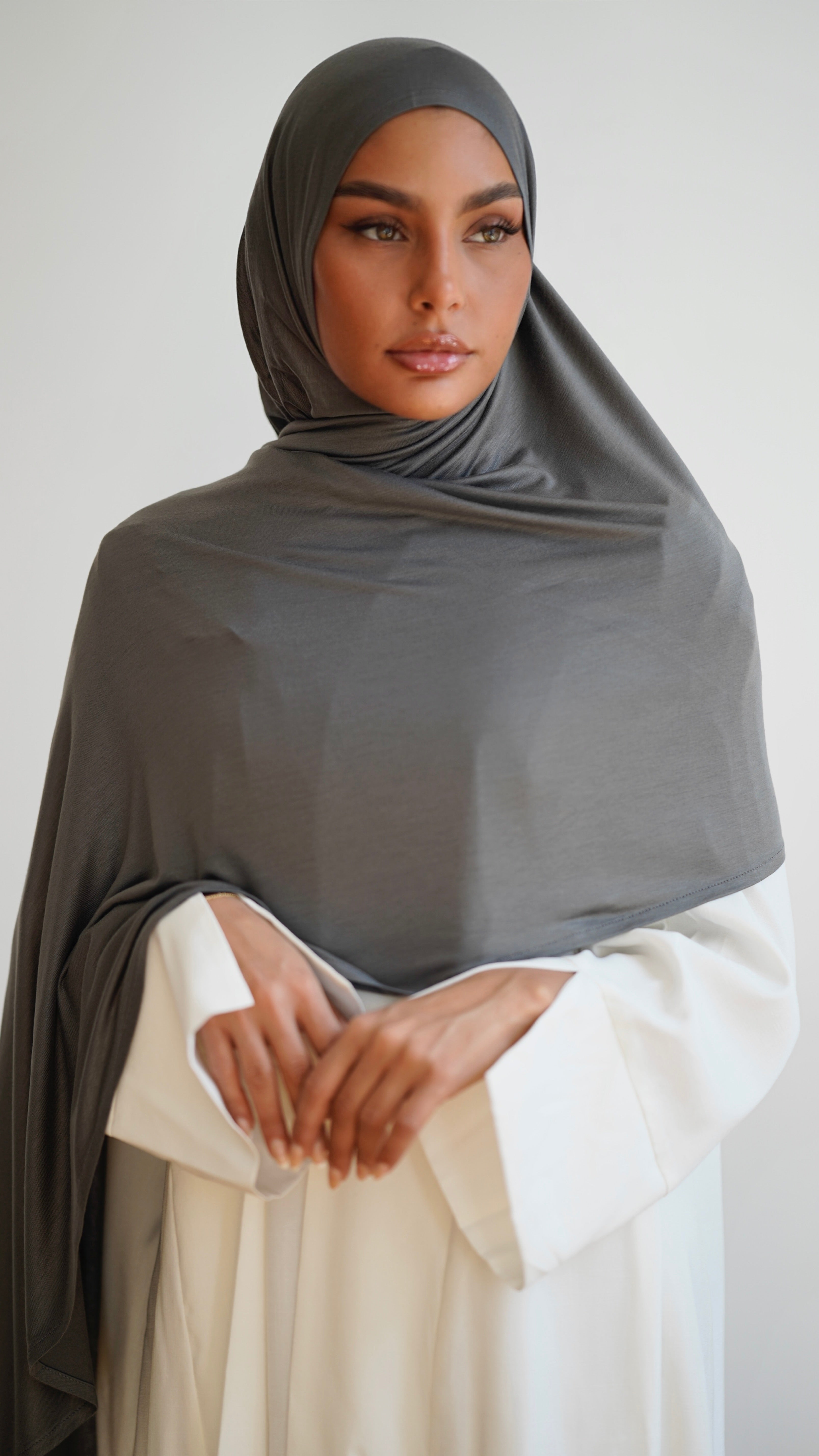 Instant Premium Jersey Hijab Dark grey