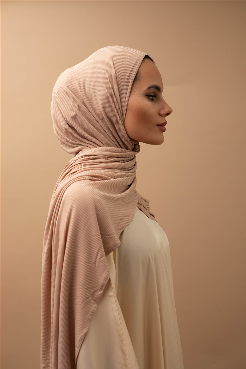 Ribbed Hijab Soft Rose