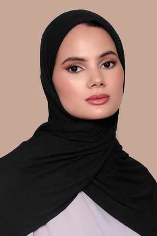 Ribbed Hijab Black
