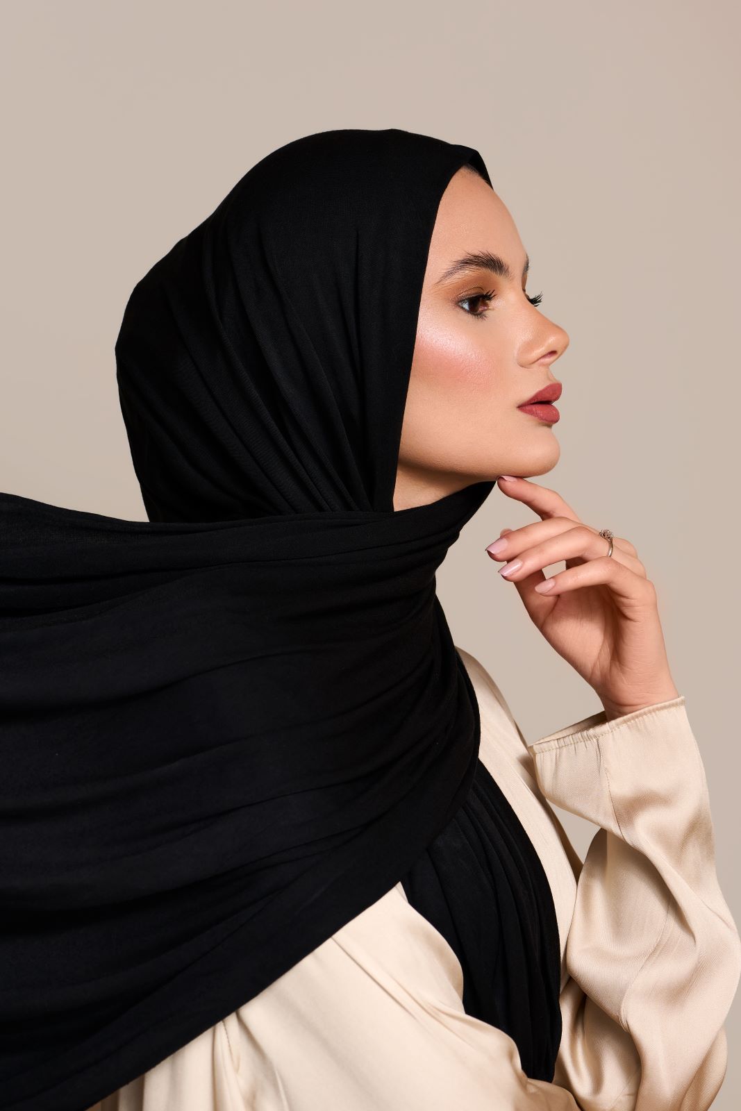Instant Premium Jersey Hijab Black