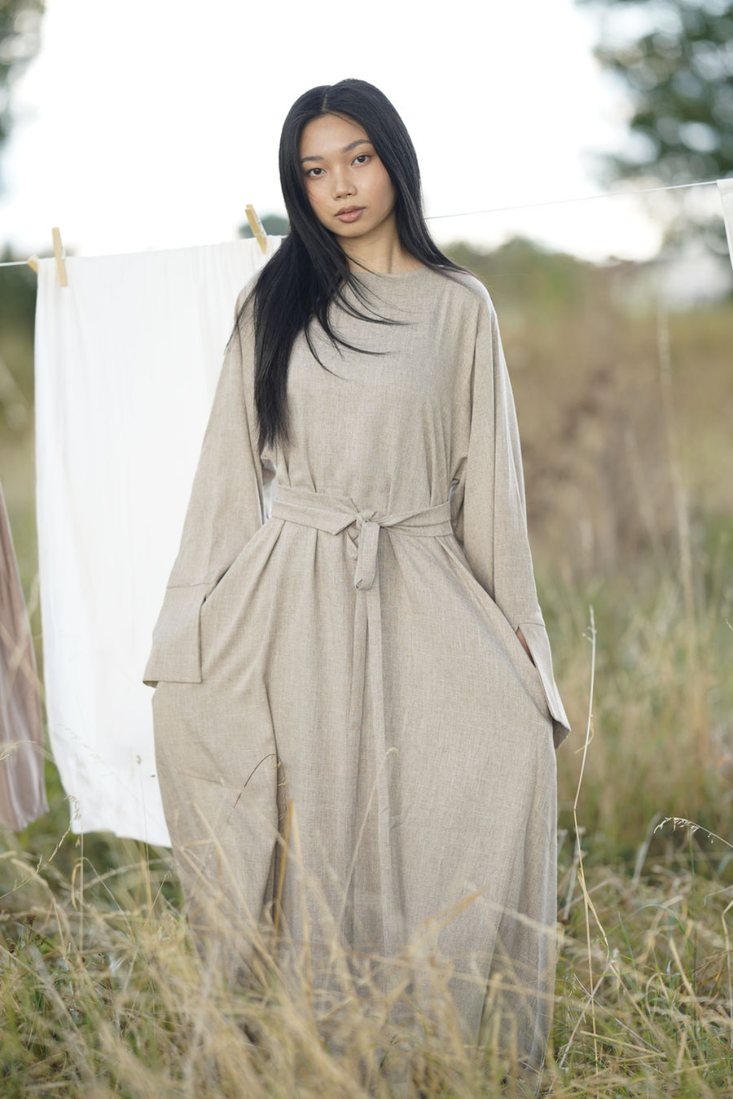 Abaya Maxidress Linen Look "Earth"