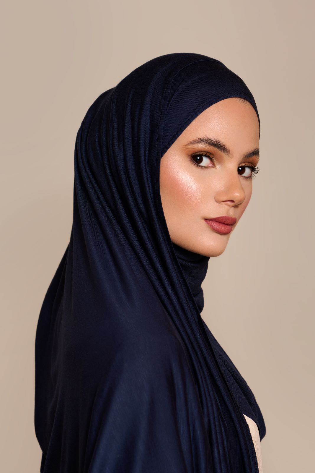 Instant Premium Jersey Hijab Navy left